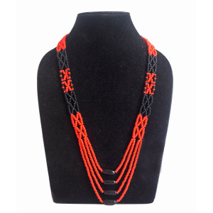Red and Black Long Length Necklace - Ethnic Inspiration